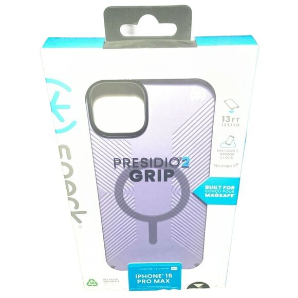 Speck Presidio2 Grip MagSafe Case iPhone 15 Pro Max 6.7" Purple NEW - Picture 6 of 6